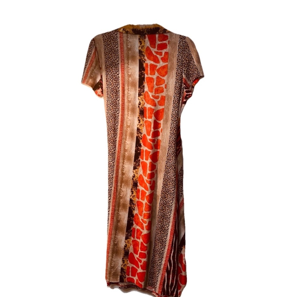 Glamour Egypt Dress Size 14 Tan Orange Brown Animal Print with Ring Detail - Picture 2 of 7